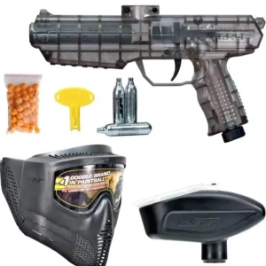 "ER2 JT 68cal Paintball Gun with ergonomic design for precision shooting."